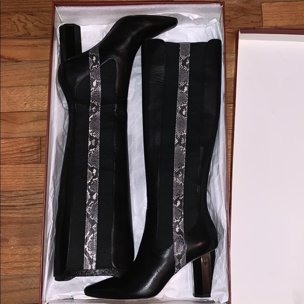 Donald Pliner black calf python boots NIB 9.5